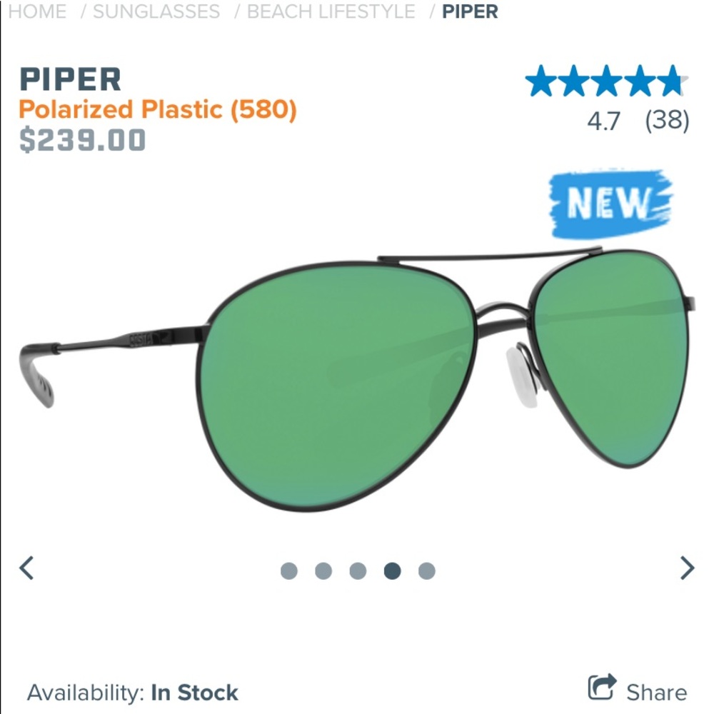 Piper Costa Sunglasses. Aviator style